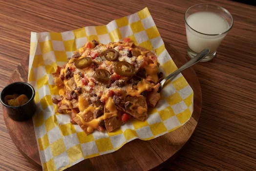 nachos with cheese beans jalapenos